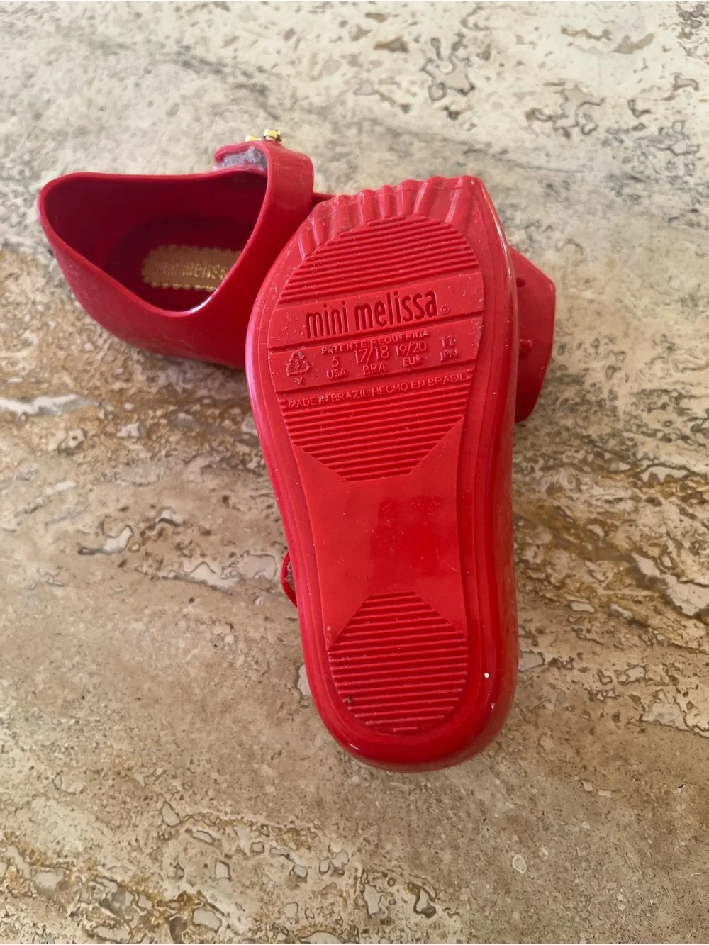 Mini Melissa Red Glossy Mary Jane Shoes with Bow